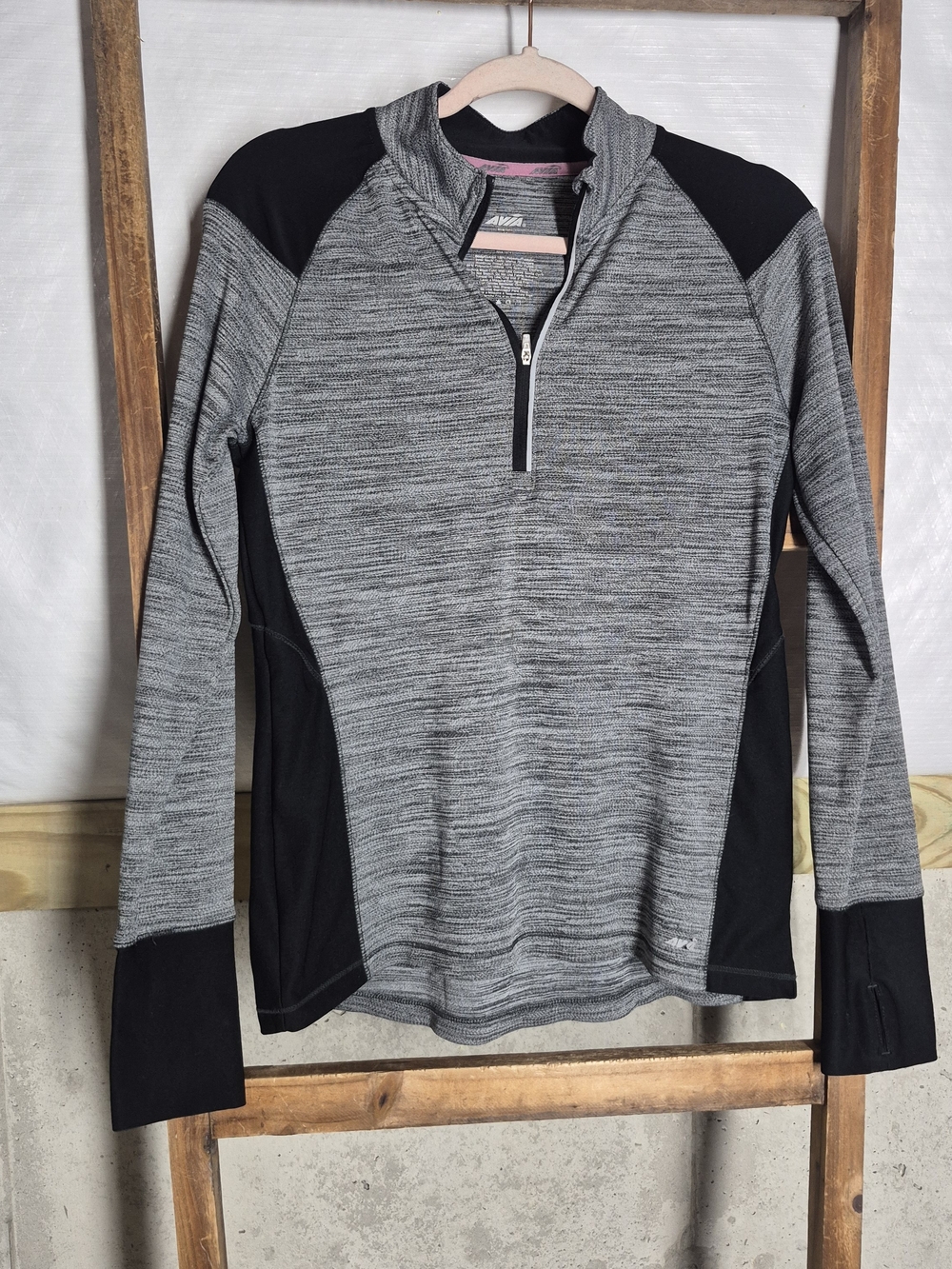 Avia Gray and Black Quarter-Zip Athletic Pullover